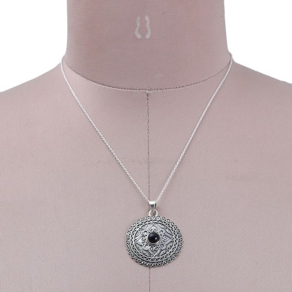 Alternate image for Sterling Silver Pendant Necklace with Black Onyx Stone Love in Shadows