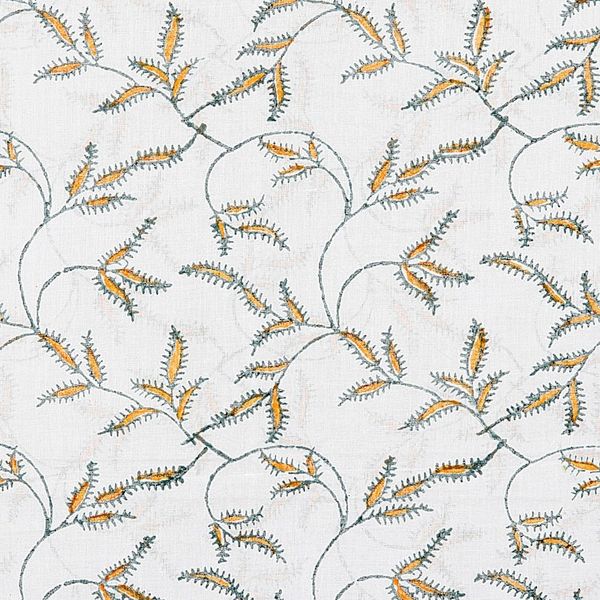 Alternate image for Block-Printed Cotton Shawl with Leafy and Floral Pattern Safron Vines