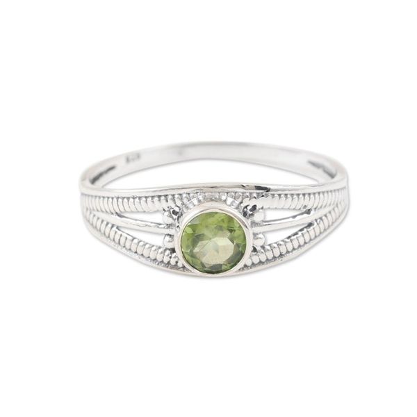 Alternate image for Polished Domed Single Stone Ring with Natural Peridot Gem Fortunate Eden