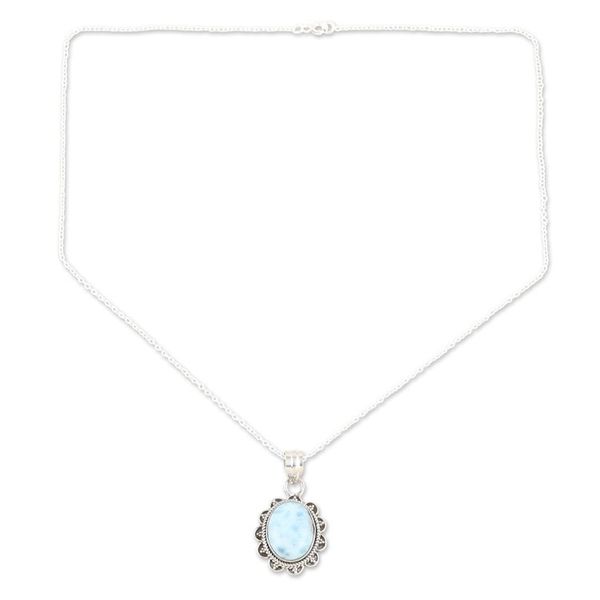 Alternate image for Sterling Silver Pendant Necklace with Larimar Gemstone Peace Maiden
