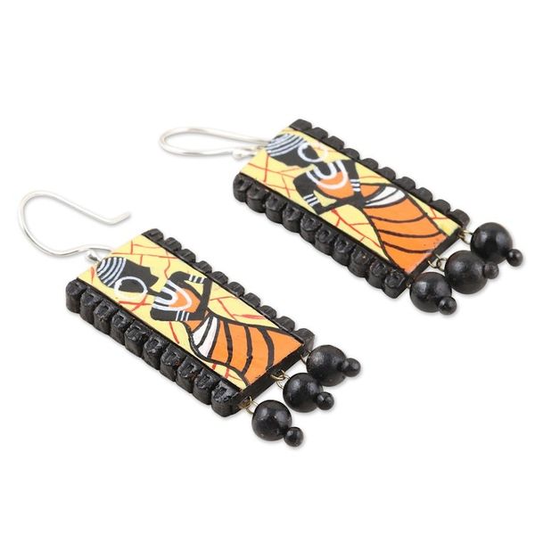 Alternate image for Handcrafted Traditional Ceramic Dangle Earrings from India Ancestral Beauty