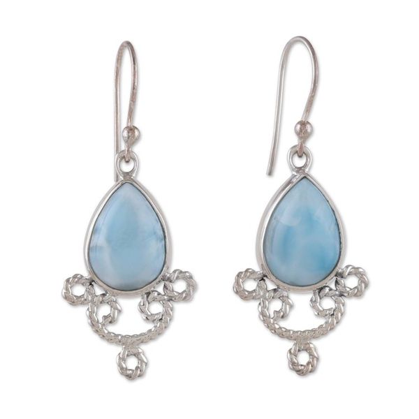 Alternate image for Sterling Silver Dangle Earrings with Larimar Stones Heavenly Princess