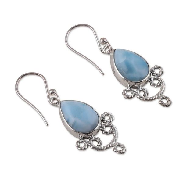 Alternate image for Sterling Silver Dangle Earrings with Larimar Stones Heavenly Princess