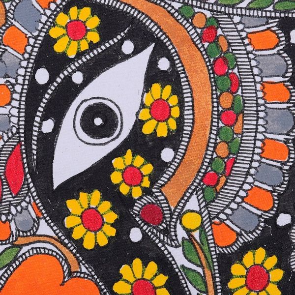 Alternate image for Elephant-Themed Traditional Vegetable Dye Madhubani Painting Graceful Encounters