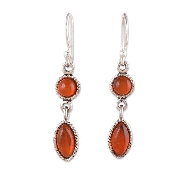 Alternate image for Natural Carnelian Dangle Earrings in a Polished Finish Bold Bliss