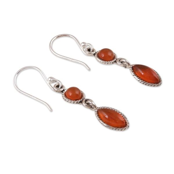 Alternate image for Natural Carnelian Dangle Earrings in a Polished Finish Bold Bliss
