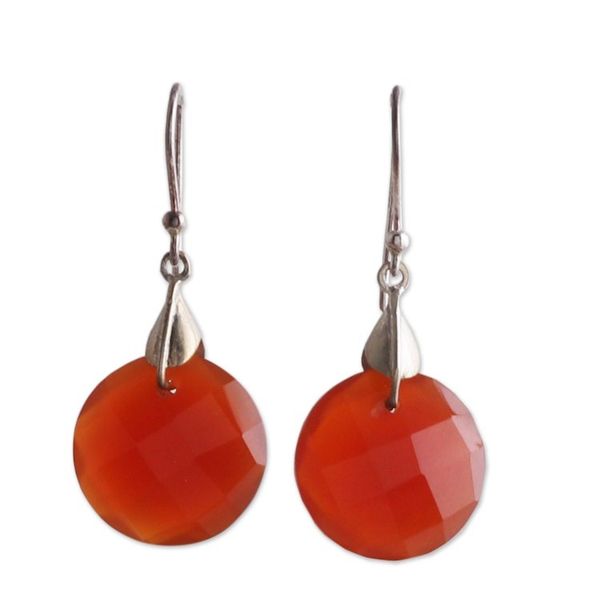 Alternate image for High-Polished Sterling Silver and Carnelian Dangle Earrings Courageous Dazzle