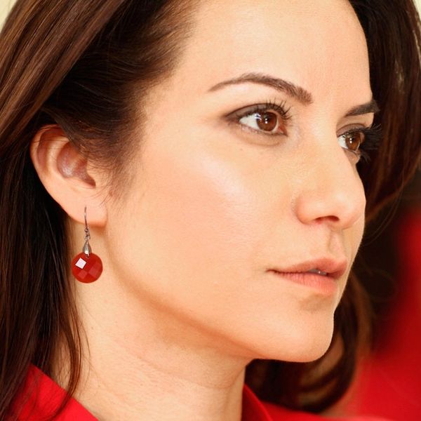Alternate image for High-Polished Sterling Silver and Carnelian Dangle Earrings Courageous Dazzle