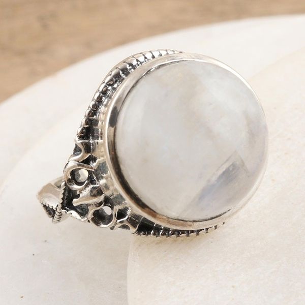 Alternate image for Rainbow Moonstone Cabochon Cocktail Ring from India Harmony Orb