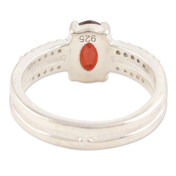 Alternate image for Cubic Zirconia Solitaire Ring with Faceted Garnet Stone Passion Catwalk