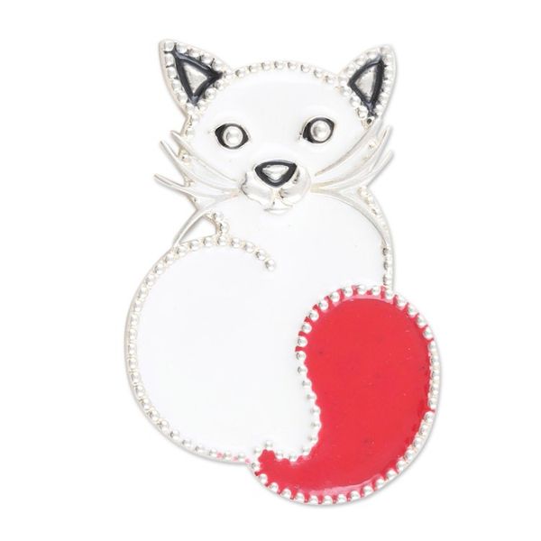 Alternate image for Red Cat-Themed Sterling Silver Brooch Pin from India Fancy Cat