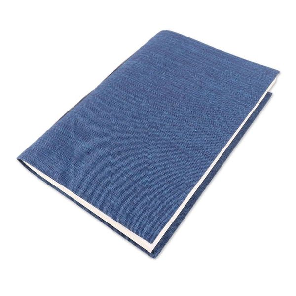 Alternate image for Blue Cotton Journal with Handmade Paper Handcrafted in India Chic Blue