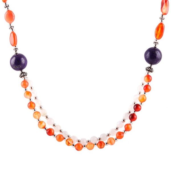 Alternate image for Multi-Gemstone and Silver Beaded Long Necklace Made in India Glorious Connection