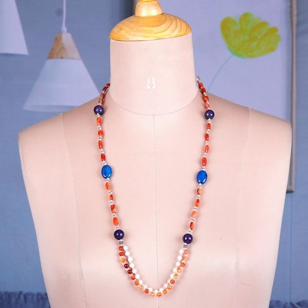 Alternate image for Multi-Gemstone and Silver Beaded Long Necklace Made in India Glorious Connection