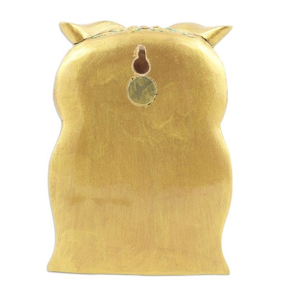 Alternate image for Traditional Jali Kadam Wood Magnet of a Golden Owl Majestic Sage