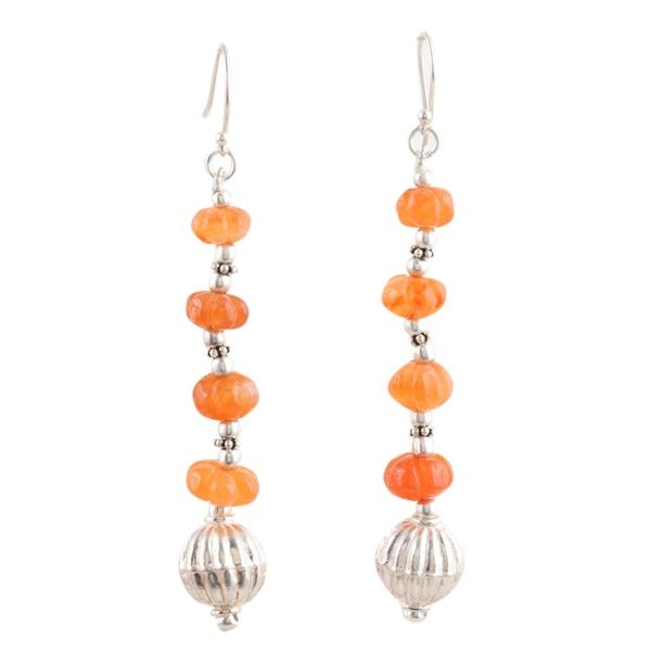 Alternate image for Sterling Silver Dangle Earrings with Carnelian Beads Tangerine Passion