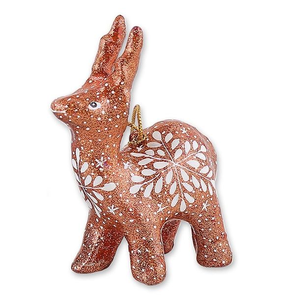 Alternate image for Set of 4 Handmade Colorful Reindeer Papier Mache Ornaments Holiday Reindeer