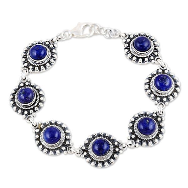 Alternate image for Lapis Lazuli Link Bracelet Crafted from Sterling Silver Royal Mystique