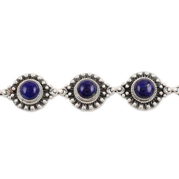 Alternate image for Lapis Lazuli Link Bracelet Crafted from Sterling Silver Royal Mystique