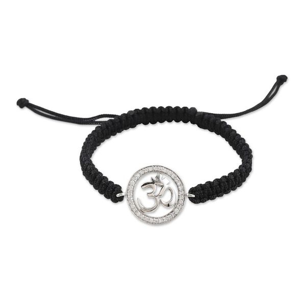 Alternate image for Black Macrame Cord Bracelet with Om Pendant and Gems Bonds of Enlightenment