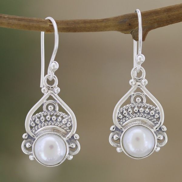 Alternate image for Sterling Silver Dangle Earrings with Cultured Pearls Touch of Glam