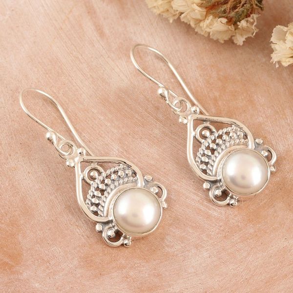Alternate image for Sterling Silver Dangle Earrings with Cultured Pearls Touch of Glam