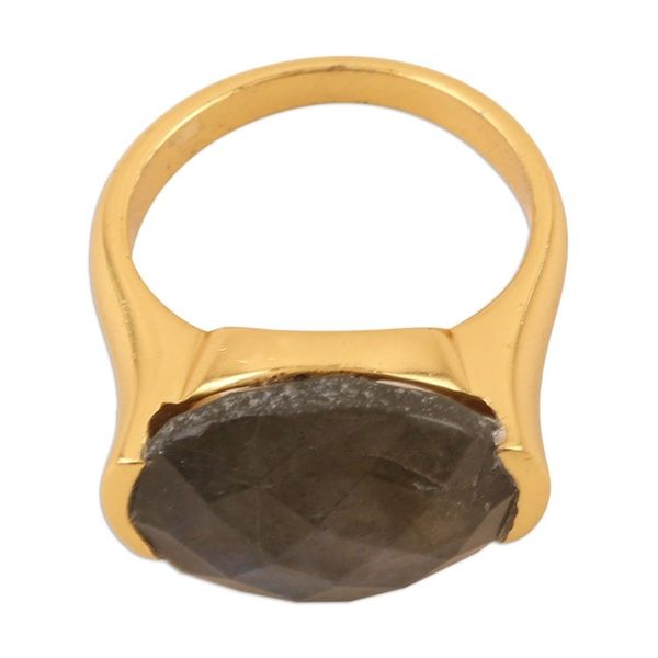 Alternate image for 18k Gold-Plated Labradorite Cocktail Ring Crafted in India Classy Charm