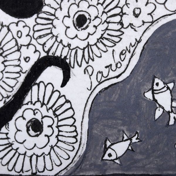 Alternate image for Acrylic Ink on Cotton Paper Peacock Madhubani Art Majestic Peacock