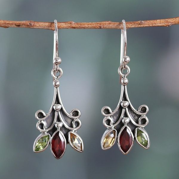 Alternate image for 2-Carat Marquise-Shaped Multi-Gemstone Dangle Earrings Classic Marquise