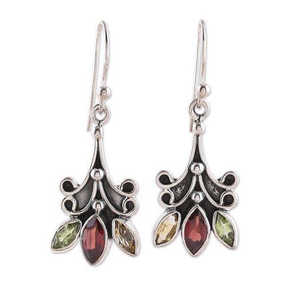 Alternate image for 2-Carat Marquise-Shaped Multi-Gemstone Dangle Earrings Classic Marquise