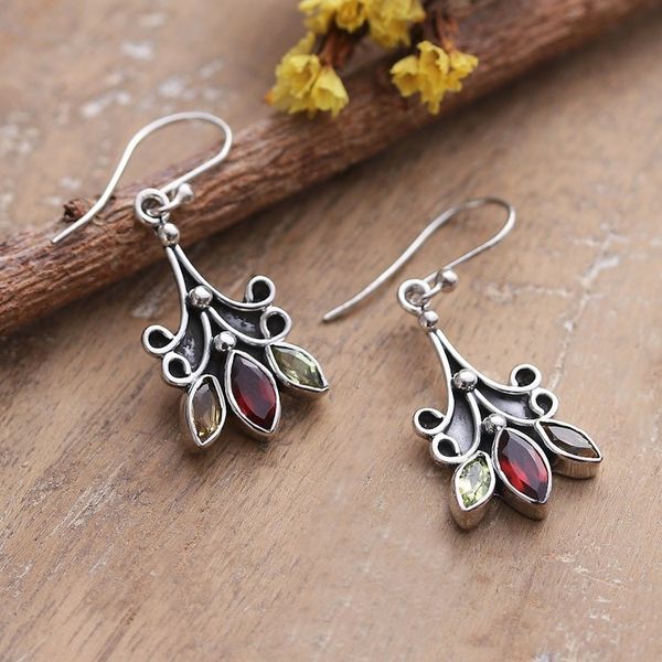 Alternate image for 2-Carat Marquise-Shaped Multi-Gemstone Dangle Earrings Classic Marquise