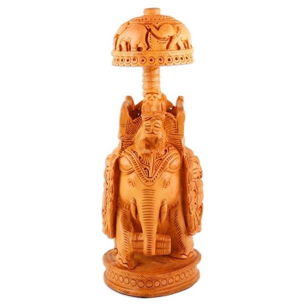 Alternate image for Hand-Carved Classic Elephant Kadam Wood Sculpture Large Majestic Heritage