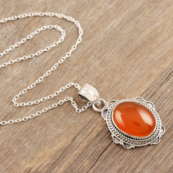 Alternate image for Red Onyx and Sterling Silver Pendant Necklace from India Crimson Love