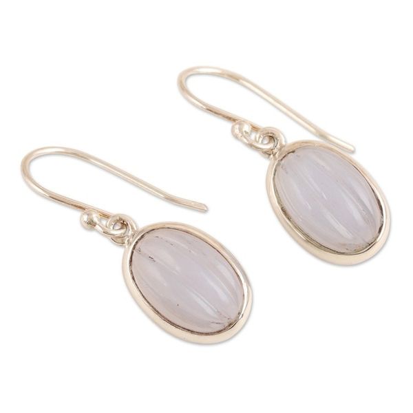 Alternate image for Sterling Silver Dangle Earrings with Chalcedony Stones Serene Balance