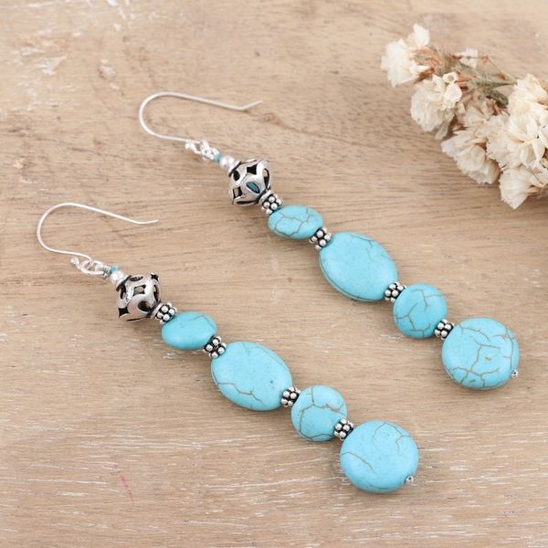 Alternate image for Calcite Dangle Earrings Made from Sterling Silver in India Energy Palace