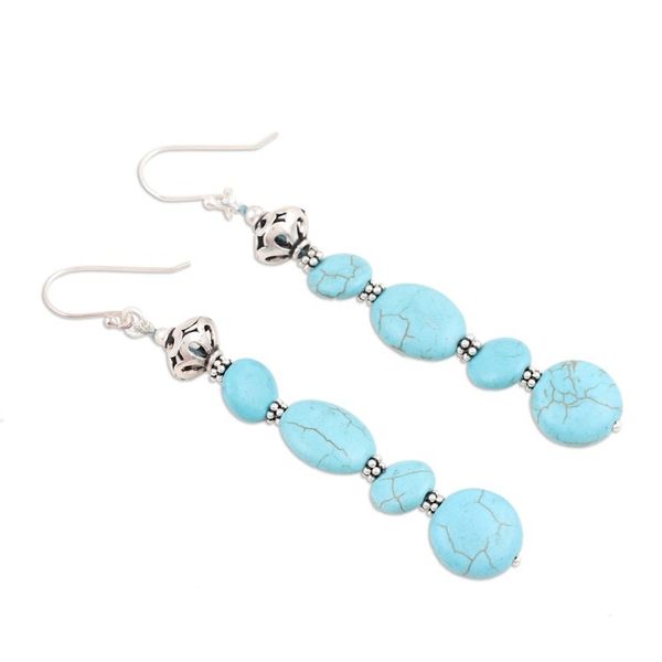 Alternate image for Calcite Dangle Earrings Made from Sterling Silver in India Energy Palace
