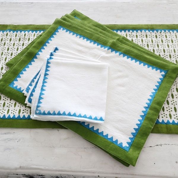 Alternate image for Handcrafted Block Print Cotton Table Linens Set for 4 Pyramid Saga