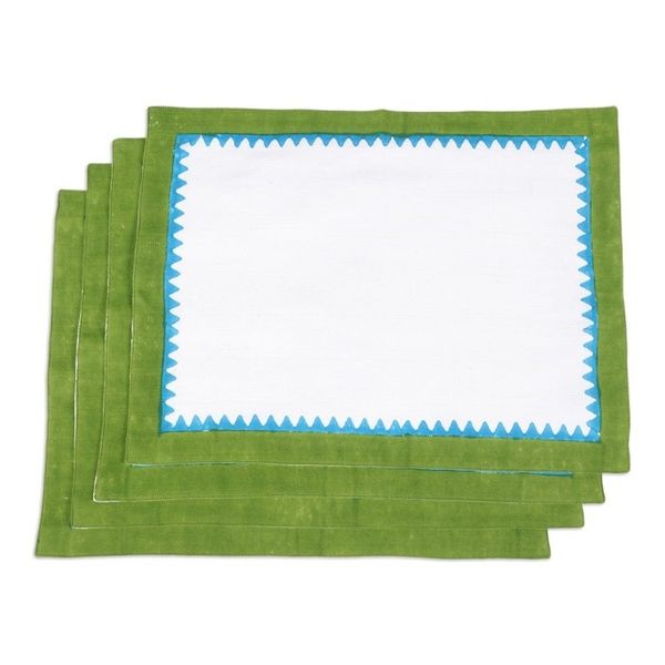 Alternate image for Handcrafted Block Print Cotton Table Linens Set for 4 Pyramid Saga
