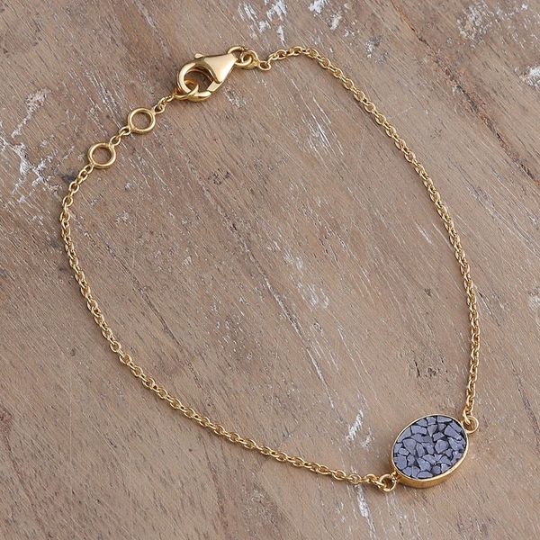 Alternate image for Polished 18k Gold-Plated Clear Quartz Pave Pendant Bracelet Souls Glory