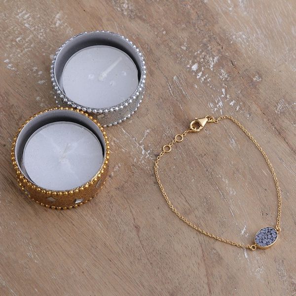 Alternate image for Polished 18k Gold-Plated Clear Quartz Pave Pendant Bracelet Souls Glory