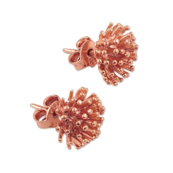 Alternate image for Modern 22k Rose Gold-Plated Stud Earrings from India Spiny Rose