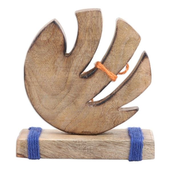 Alternate image for Abstract Mango Wood Sculpture of Fish with Wool Yarns Marine Movement