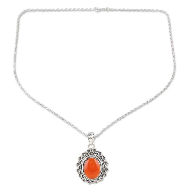 Alternate image for Sterling Silver and Red Onyx Pendant Necklace from India Crimson Spell