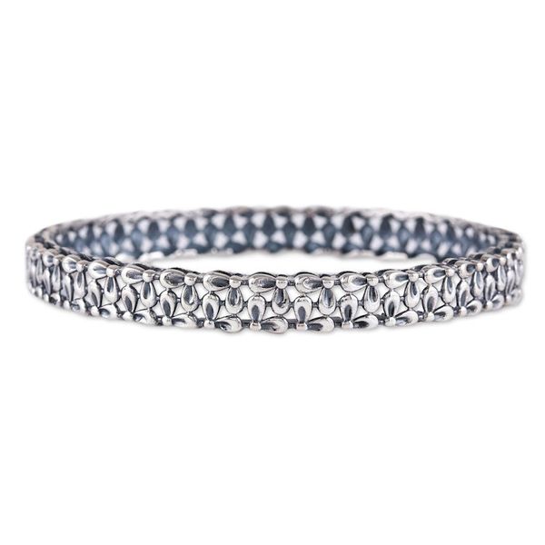 Alternate image for Polished Petal-Themed Sterling Silver Bangle Bracelet Petal Beauty