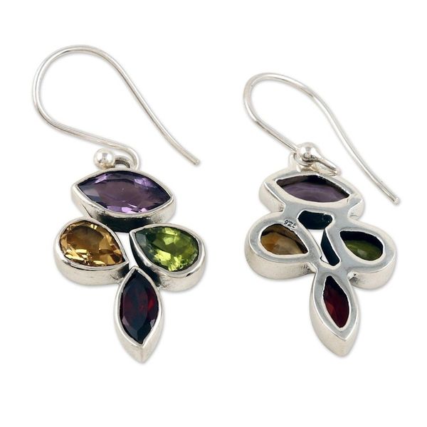 Alternate image for 6.5-Carat Multi-Gemstone Sterling Silver Dangle Earrings Spring Explosion
