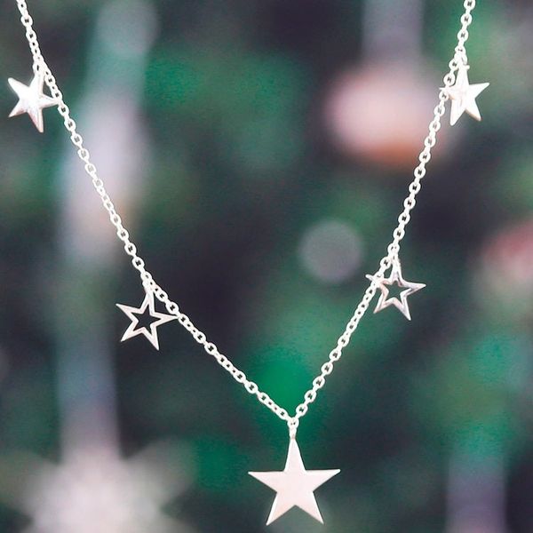 Alternate image for Heart, Star and Hamsa-Themed Sterling Silver Charm Necklace Magic Desires
