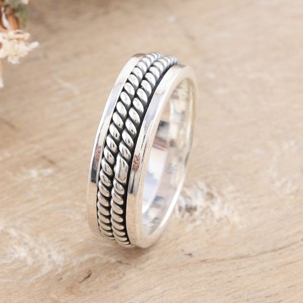 Alternate image for Sterling Silver Band Ring with Combination Finish Braided Future