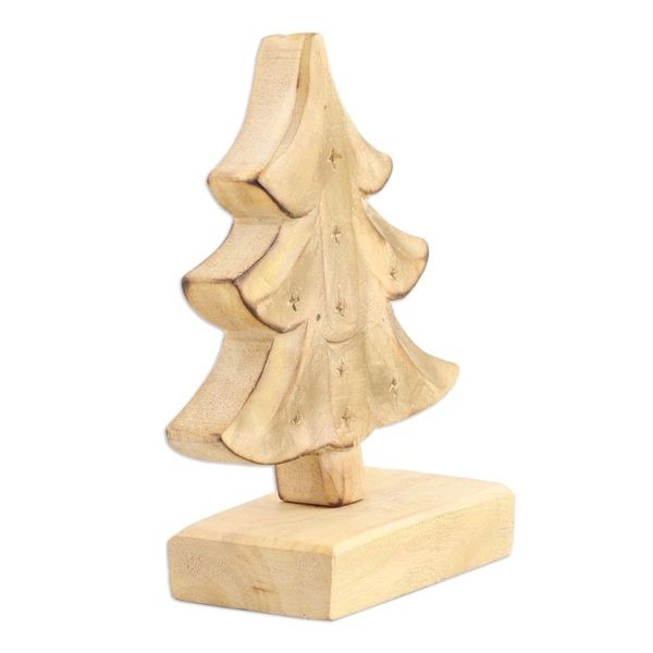 Alternate image for Mango Wood Christmas Tree Sculpture with Gold Tone Christmas Warmth