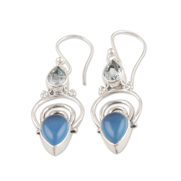 Alternate image for Chalcedony Blue Topaz and Sterling Silver Dangle Earrings Rich Splendor
