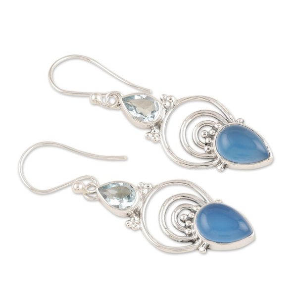 Alternate image for Chalcedony Blue Topaz and Sterling Silver Dangle Earrings Rich Splendor